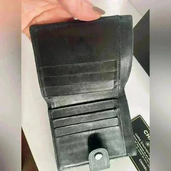 Authentic CHANEL CC Logo Coin Case Wallet Caviar Skin Leather Black Vintage - Picture 7 of 16